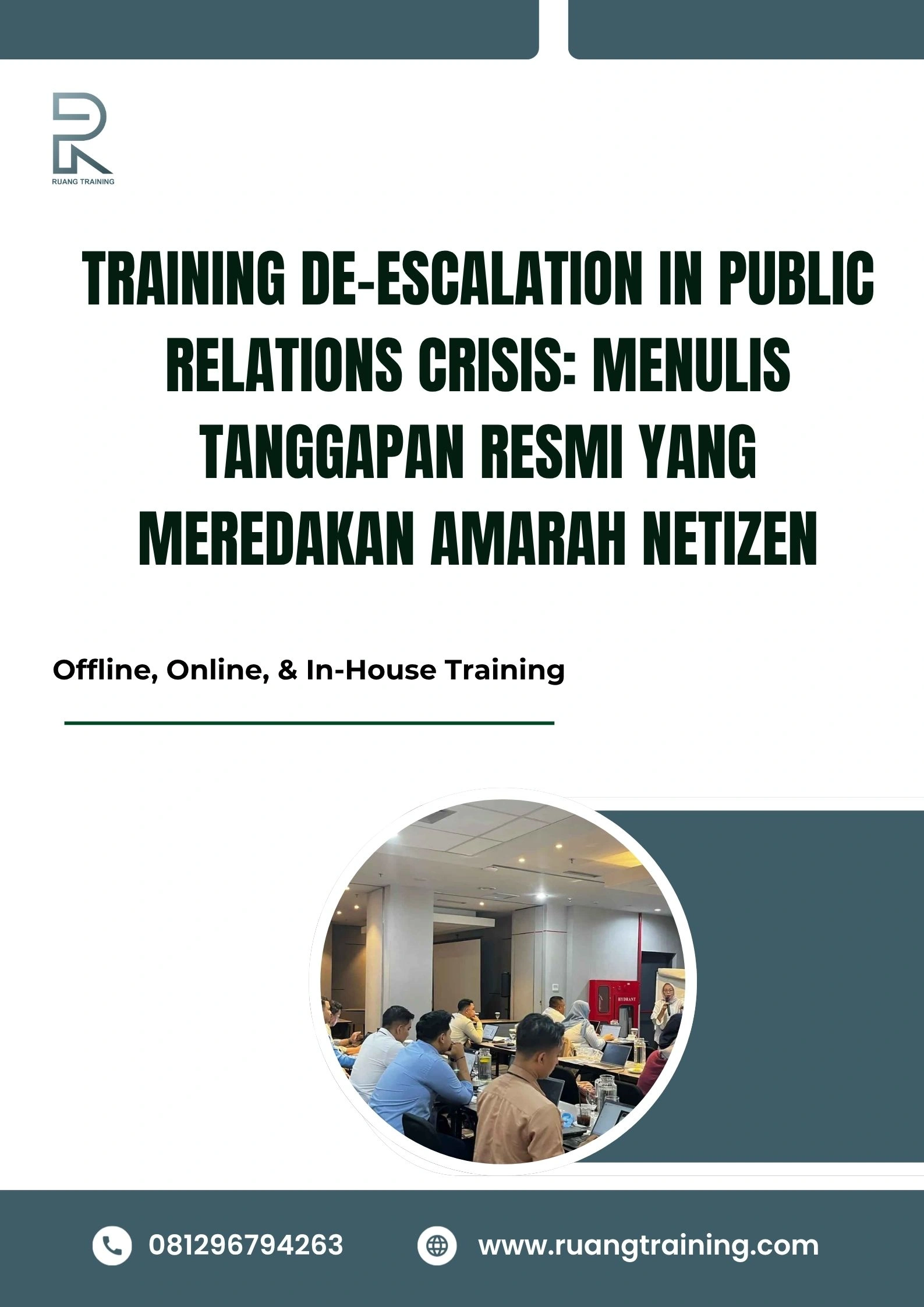 pelatihan DE-ESCALATION IN PUBLIC RELATIONS CRISIS MENULIS TANGGAPAN RESMI YANG MEREDAKAN AMARAH NETIZEN di bali